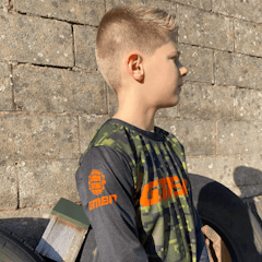 GMBN Kids Descent Jersey Long Sleeve - Camo Green & Orange